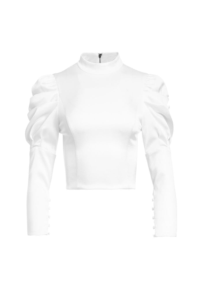 BRENNA FITTED PUFF SLV TOP - OFF WHITE