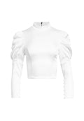 BRENNA FITTED PUFF SLV TOP - OFF WHITE