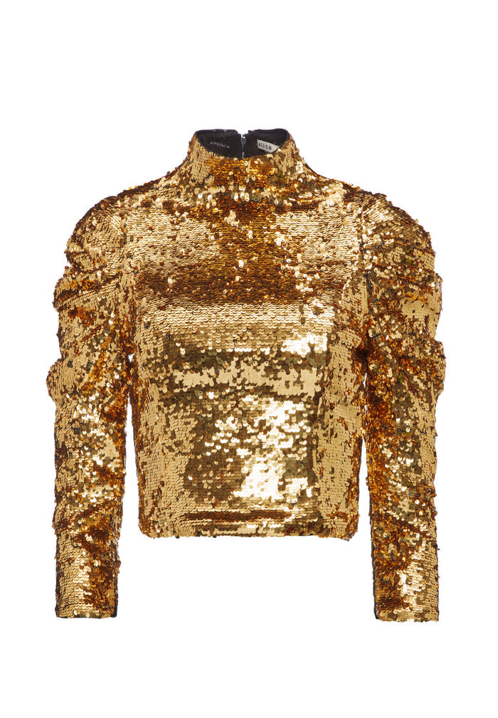 BRENNA SEQUIN CROP TOP - GOLD