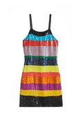 BRIDGET STRIPED SEQUIN SLIP DRESS - MULTI