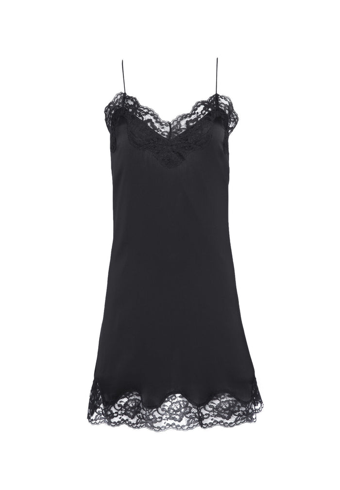 BRIGHTON SHORT SLIP DRESS - BLACK
