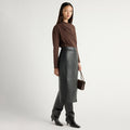 May-Li | Briony Back Split-Hem Vegan Leather Skirt in Size Small