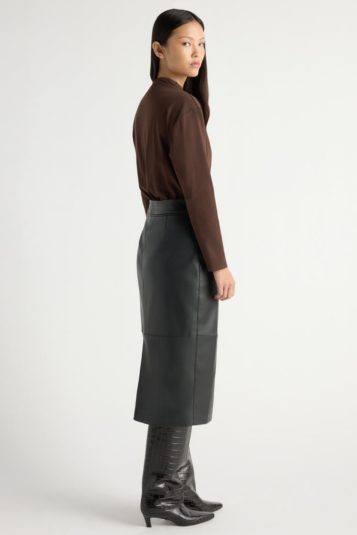 May-Li | Briony Back Split-Hem Vegan Leather Skirt in Size Small