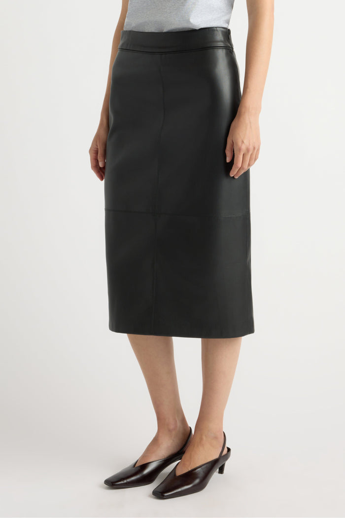 Mali | Briony Back Split-Hem Vegan Leather Skirt in Size Small