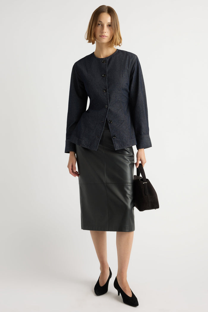 Mali | Briony Back Split-Hem Vegan Leather Skirt in Size Small