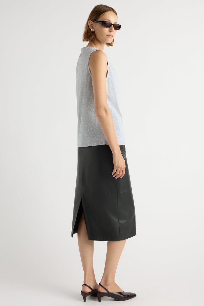 Mali | Briony Back Split-Hem Vegan Leather Skirt in Size Small