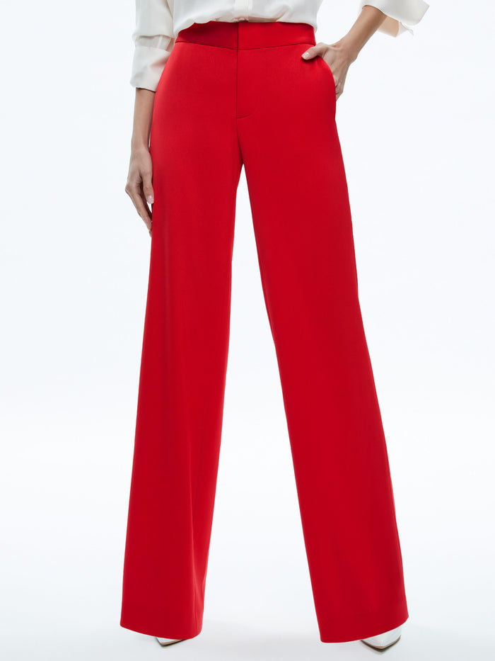 CALVIN WIDE LEG BAGGY TROUSER - BRIGHT RUBY