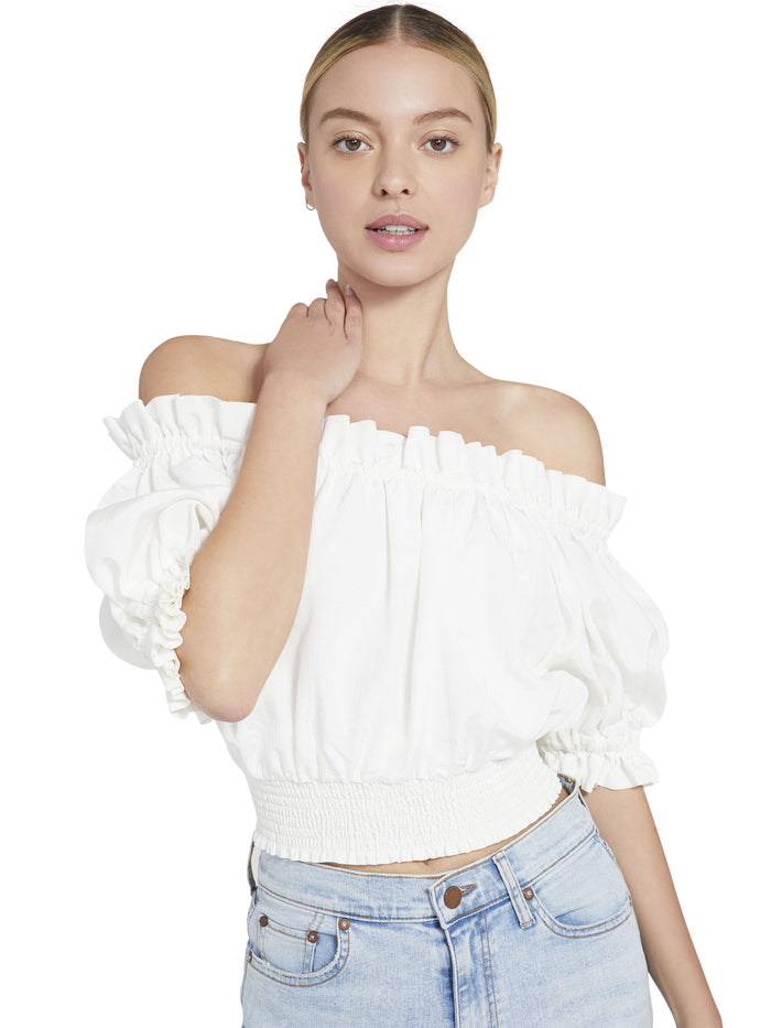 CAPRINA OFF THE SHOULDER CROP TOP - WHITE