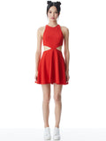 CARA CUT OUT MINI DRESS - BRIGHT POPPY