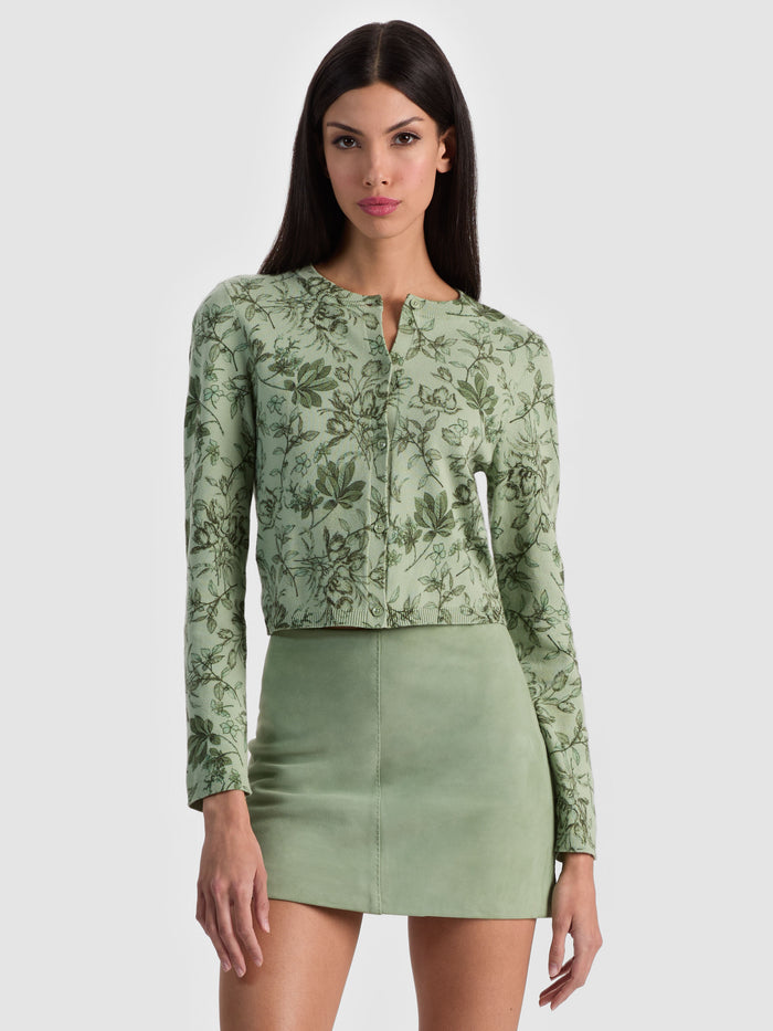 CARSON PRINTED CARDIGAN - MYSTIC GARDEN SAGE