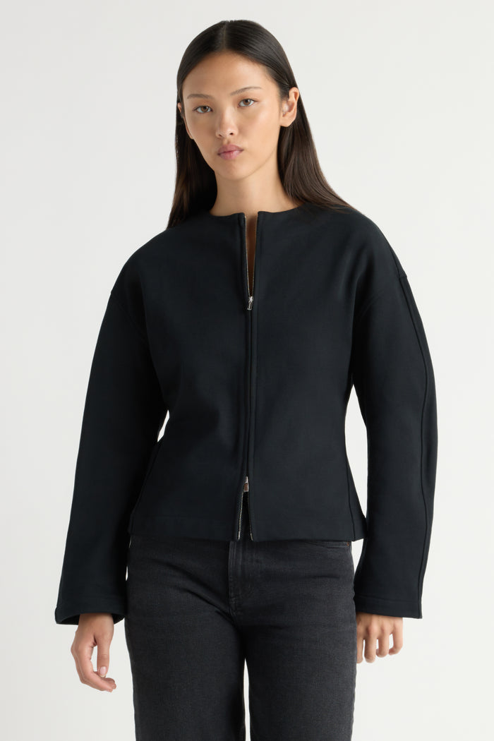 May-Li | Carter French Terry Boat-Neck Jacket in Size Small