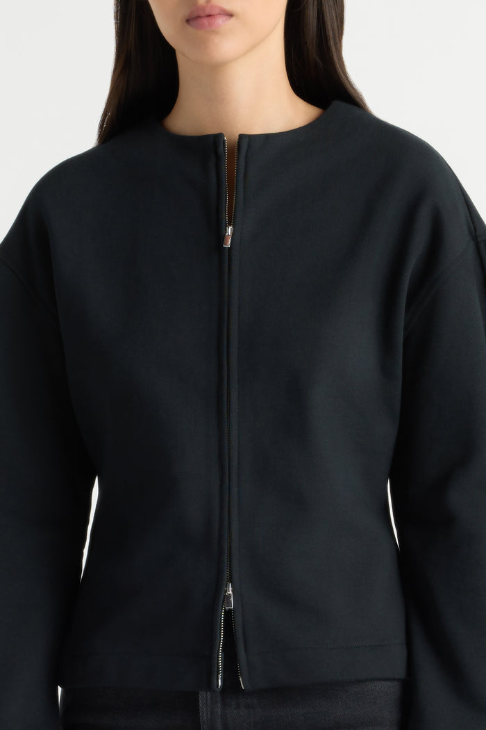 May-Li | Carter French Terry Boat-Neck Jacket in Size Small