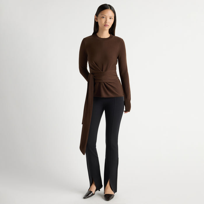 Cass Front-Split Ponte Stretch Pant