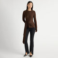 Cass Front-Split Ponte Stretch Pant