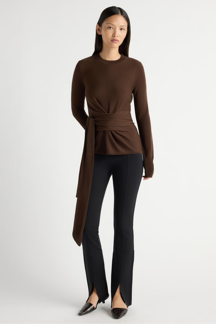 May-Li | Cass Front-Split Ponte Stretch Pant in Size Small