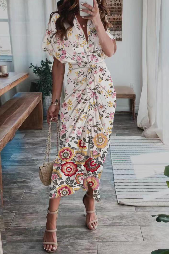Casual Print Patchwork Turndown Collar Shirt Dress Dresses(4 Colors)