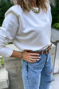 Casual Solid Patchwork O Neck Tops