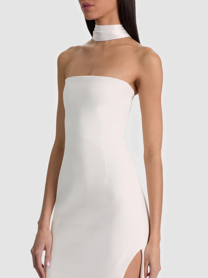 CHANA MAXI DRESS WITH SCARF - OFF WHITE