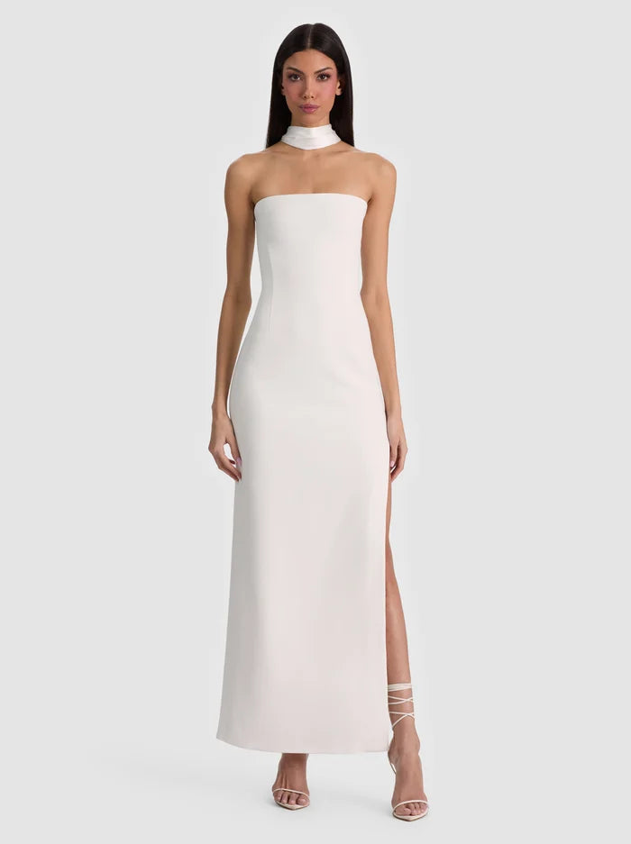 CHANA MAXI DRESS WITH SCARF - OFF WHITE