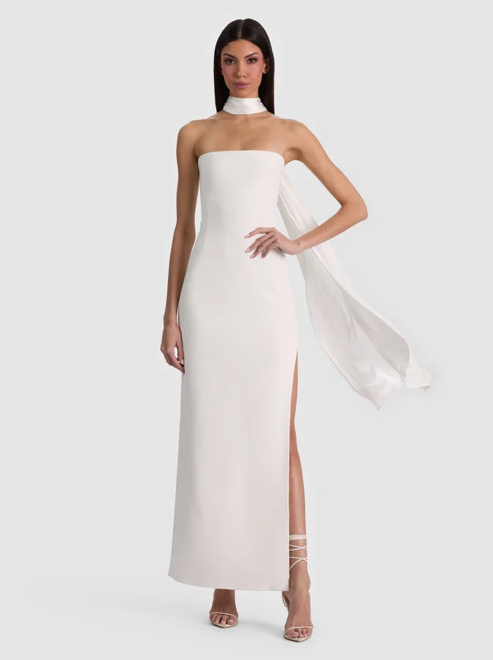 CHANA MAXI DRESS WITH SCARF - OFF WHITE