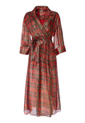 CHAP WRAP MAXI DRESS - WINDOWPANE PLAID-RUBY