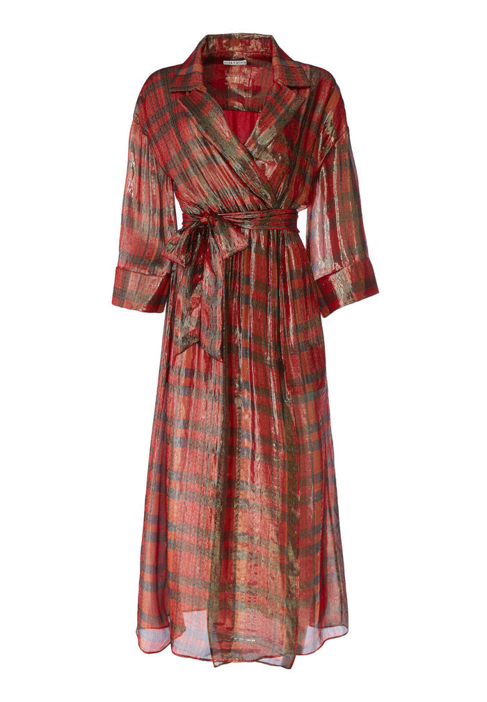 CHAP WRAP MAXI DRESS - WINDOWPANE PLAID-RUBY