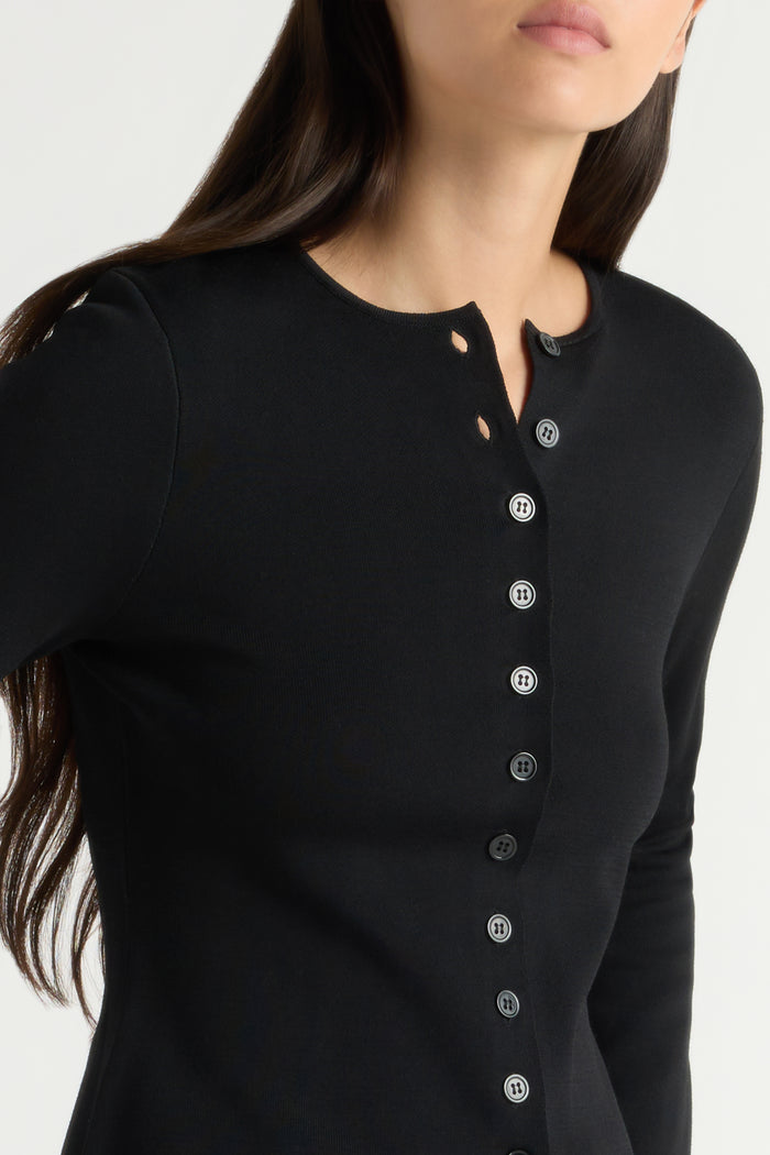 May-Li | Charla Button Milano-Stitch Sweater in Size Small