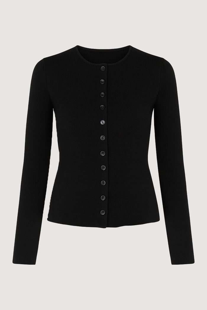 May-Li | Charla Button Milano-Stitch Sweater in Size Small - Flat