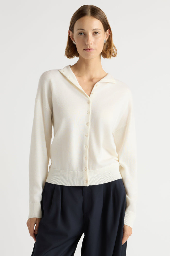 Mali | Charlee Lightweight Wool Button Cardigan in Size Small