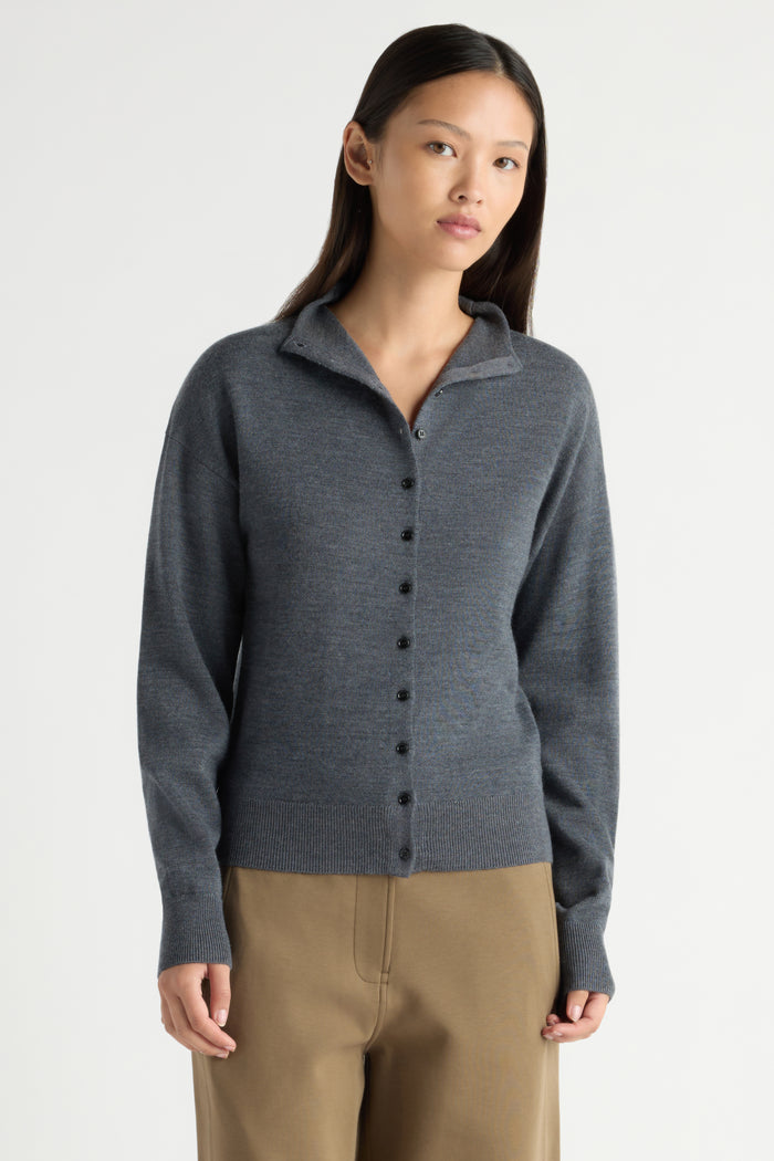 May-Li | Charlee Lightweight Wool Button Cardigan in Size Small