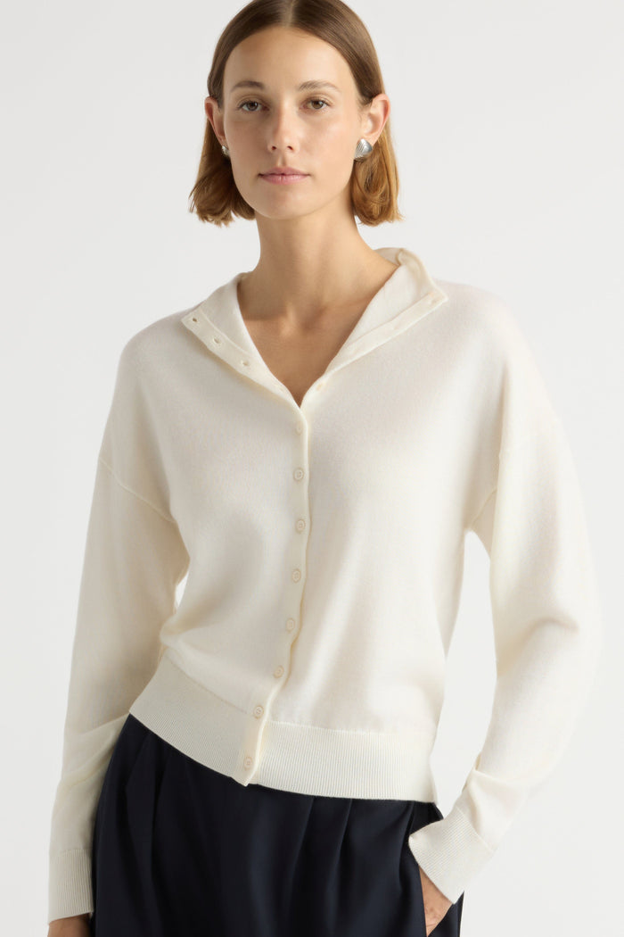 Mali | Charlee Lightweight Wool Button Cardigan in Size Small
