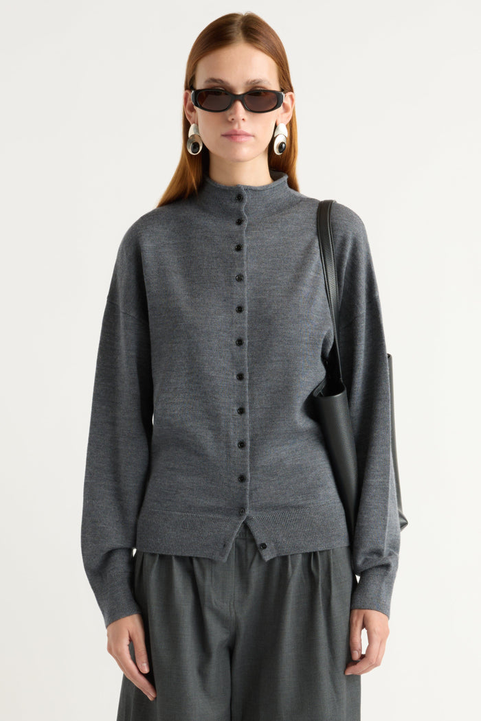 Kelsey | Charlee Lightweight Wool Button Cardigan in Size Small