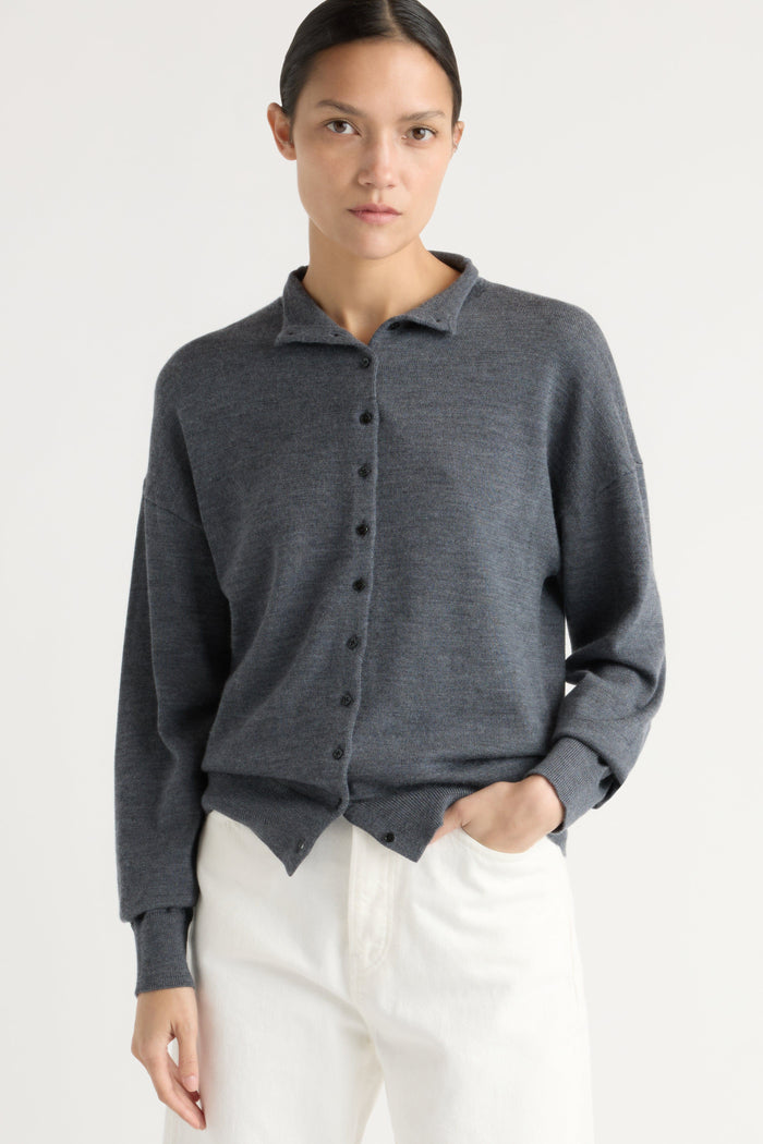 Charlotte | Charlee Lightweight Wool Button Cardigan in Size Small