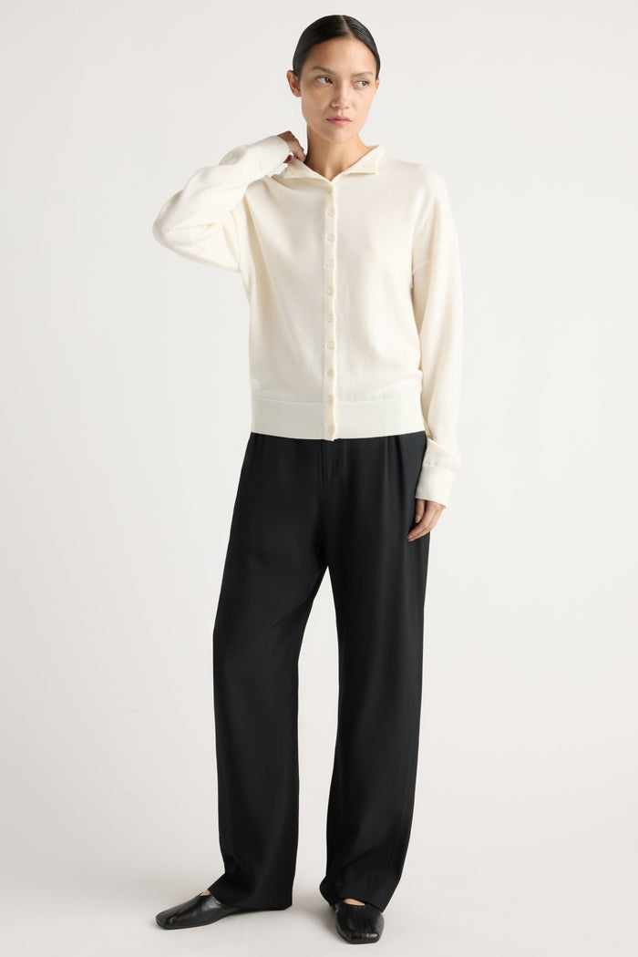 Charlotte | Charlee Lightweight Wool Button Cardigan in Size Small