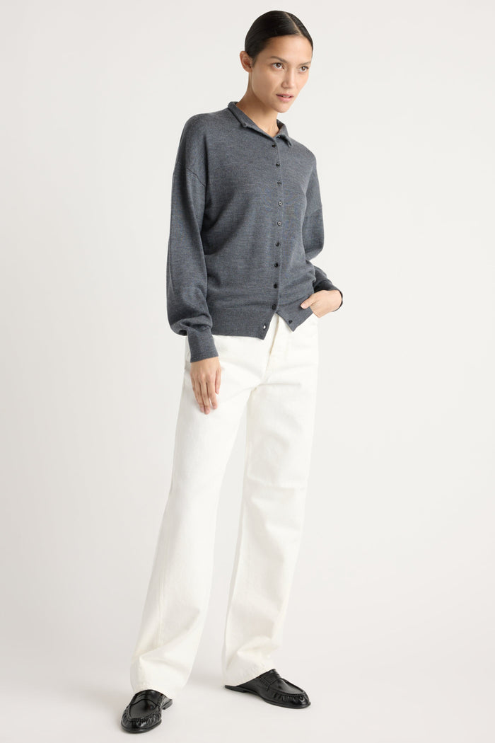 Charlotte | Charlee Lightweight Wool Button Cardigan in Size Small