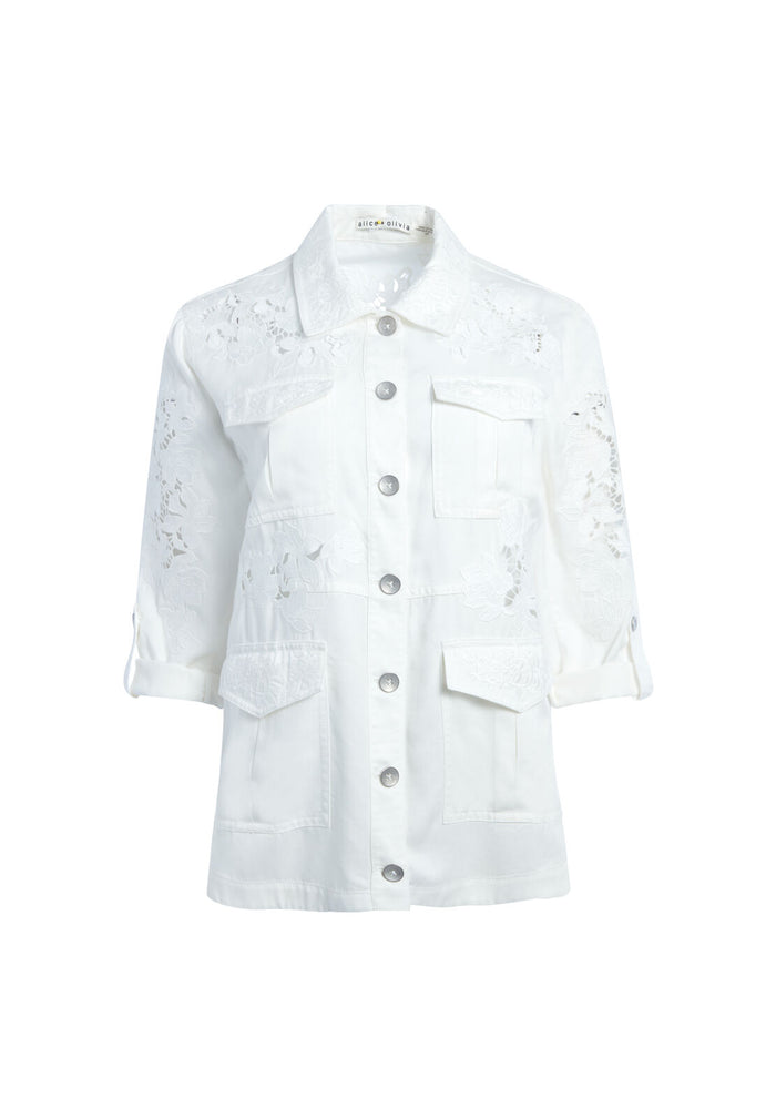 CHARLINE FLORAL MILITARY JACKET - OFF WHITE