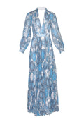 CHENEY SLIT SLV PLEATED DRESS - BATIK MEDALLION SFT WHT/CNFLR