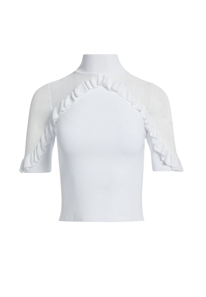 CHIARA RUFFLE PULLOVER - WHITE