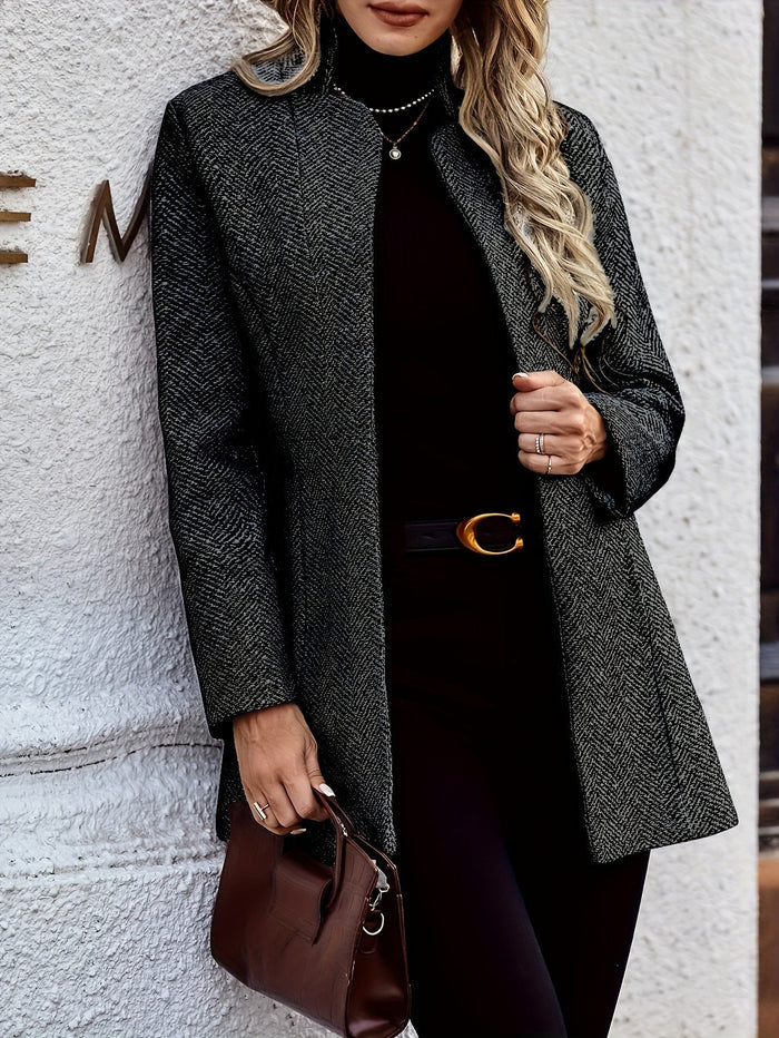 Chic Office Essential Open Front Textured Blazer