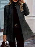 Chic Office Essential Open Front Textured Blazer