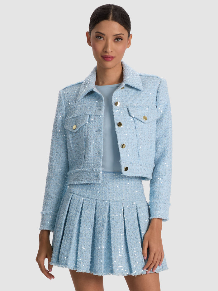 CHLOE TWEED JACKET - CAROLINA BLUE
