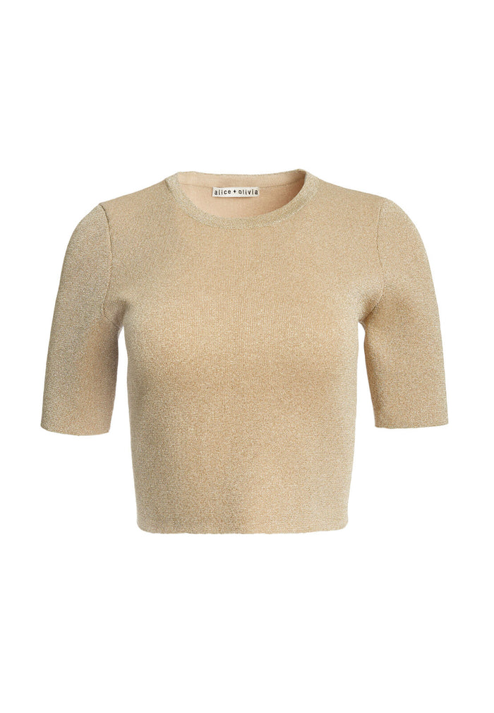CIARA CREW NK SS CROPPED PLLVR - GOLD METALLIC