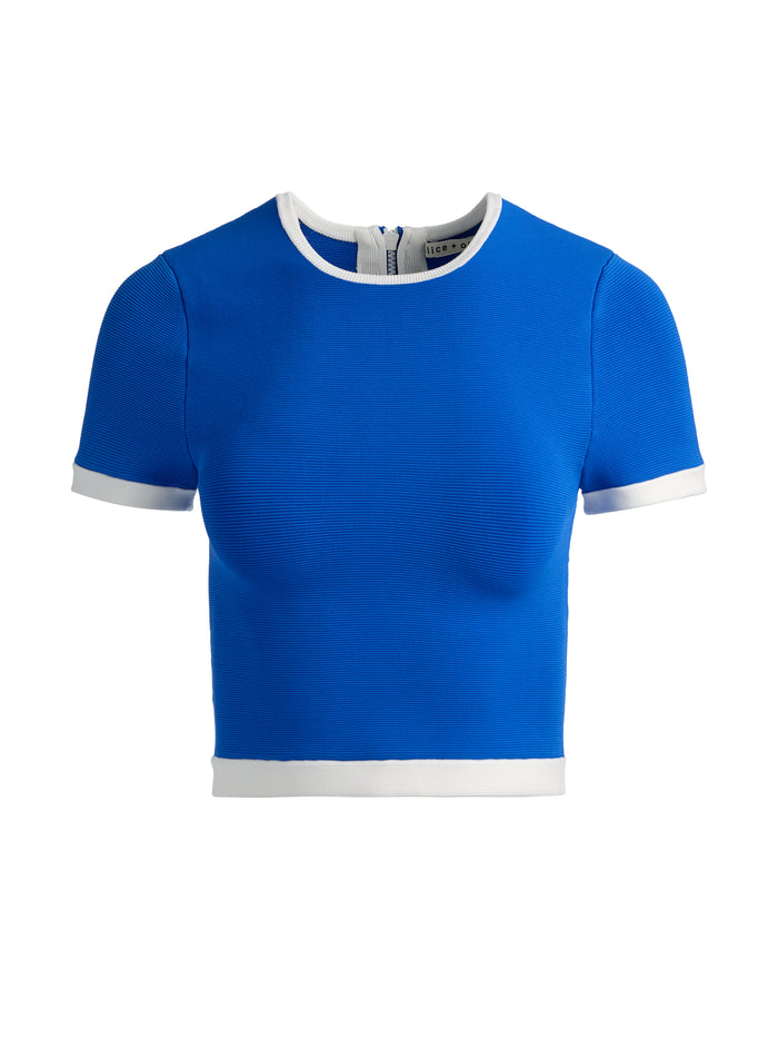 CIARA CROPPED PULLOVER - BLUE IRIS/SOFT WHITE