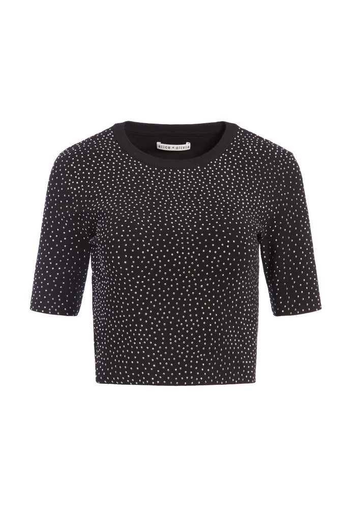 CIARA CRYSTAL CROP TOP - BLACK/GUNMETAL