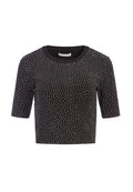 CIARA CRYSTAL CROP TOP - BLACK/GUNMETAL