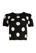 CIARA SS CROPPED SWEATER - BLACK/WHITE