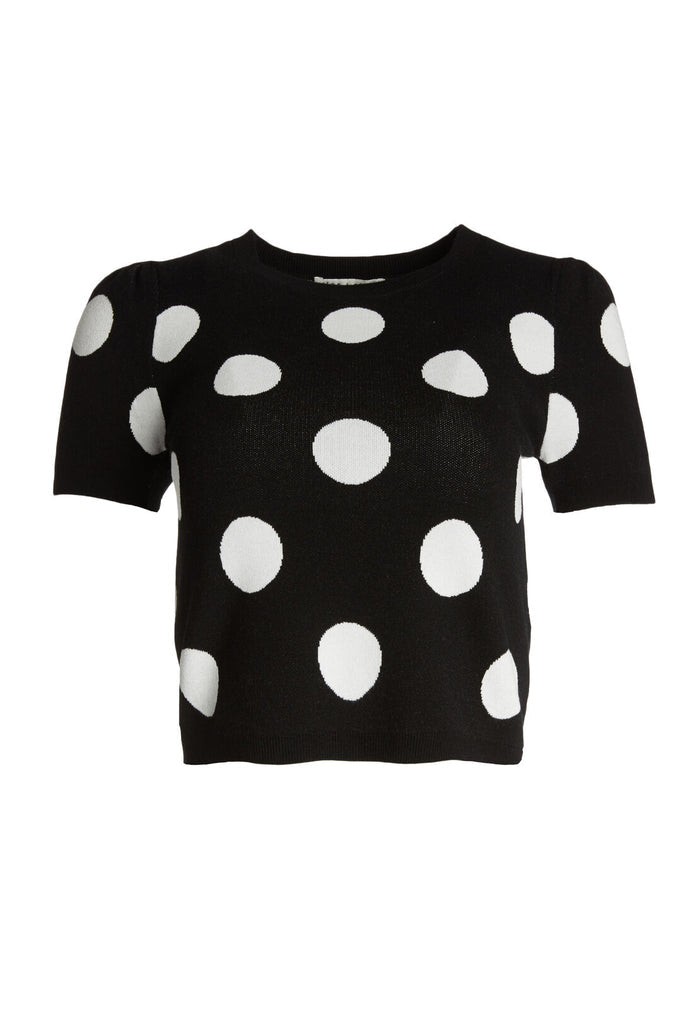 CIARA SS CROPPED SWEATER - BLACK/WHITE