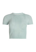 CIARA TEXTURED CROP PULLOVER - DUSTY AQUA