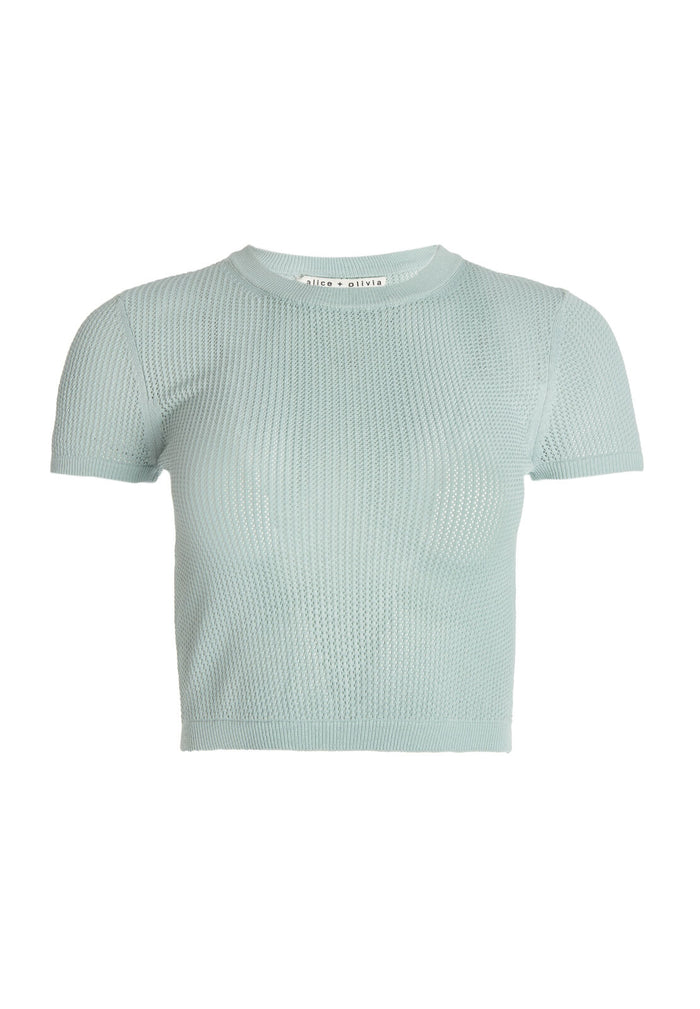 CIARA TEXTURED CROP PULLOVER - DUSTY AQUA