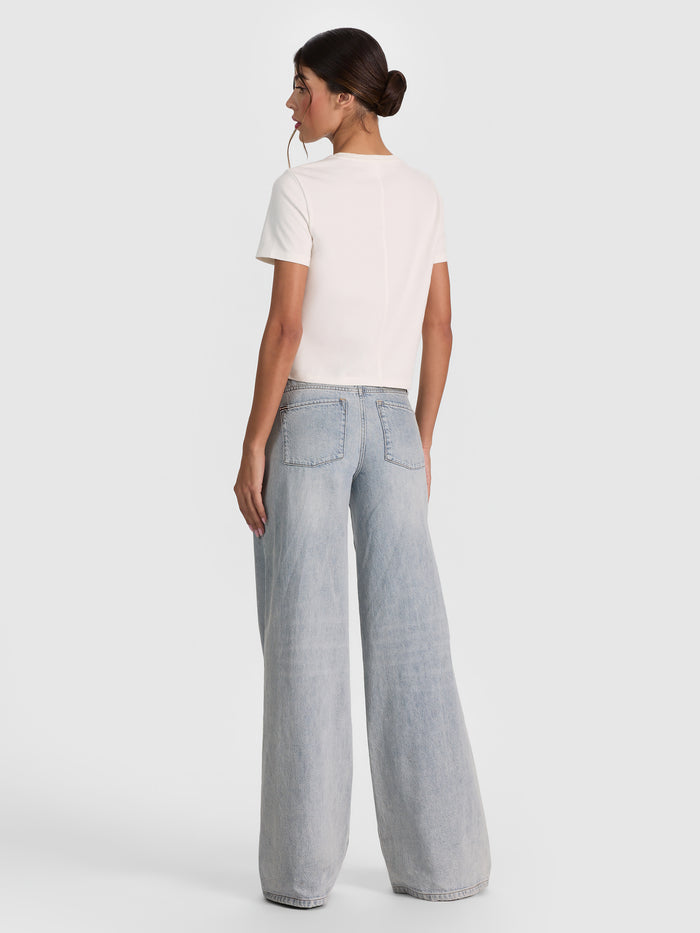 CINDY EMBELLISHED CUTOUT TEE - OFF WHITE/SILVER CRYSTAL